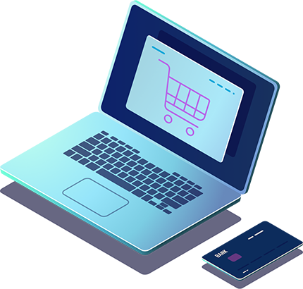 E-commerce on laptop vector