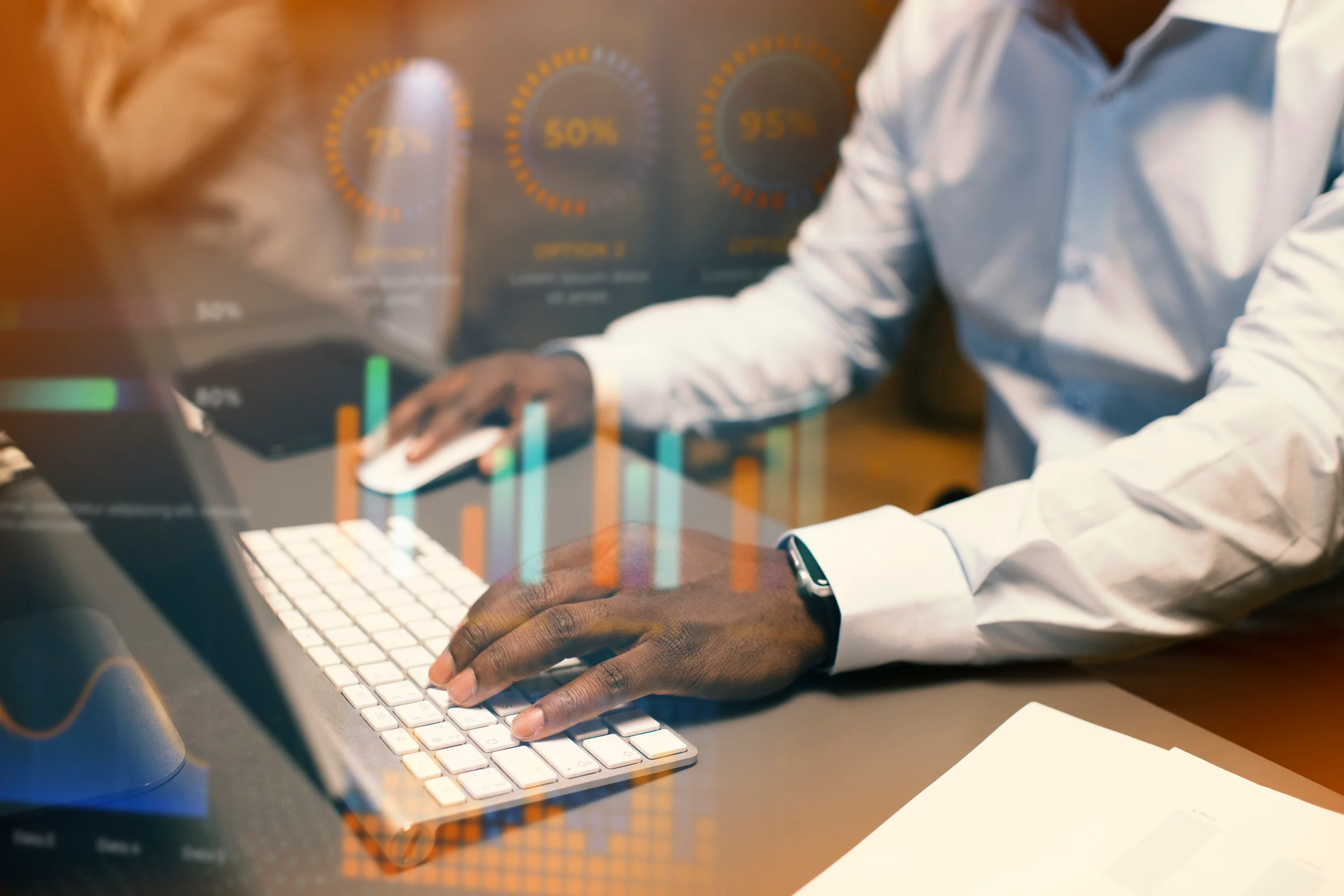 User conducting an it audit on computer