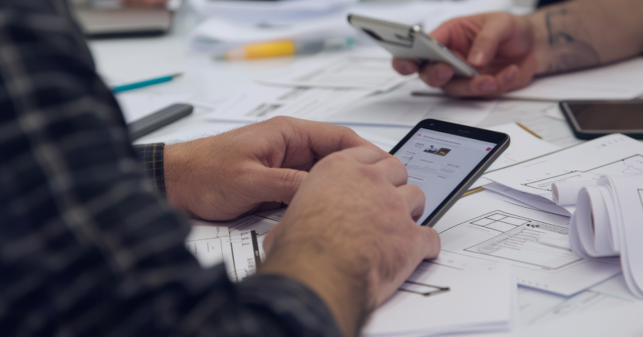 man using mobile application