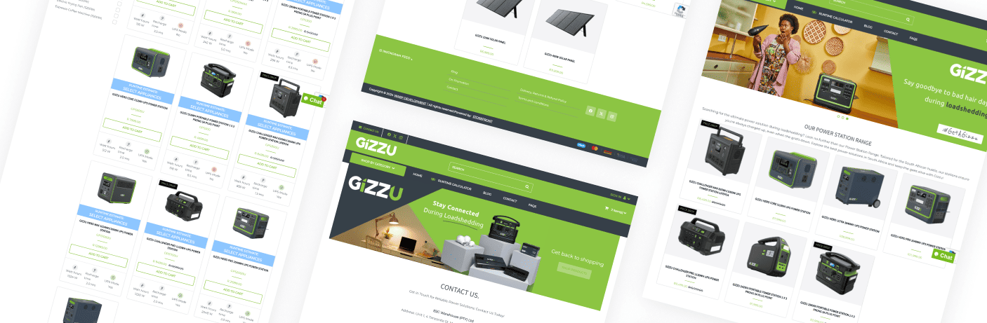 images from the Gizzu e-commerce website